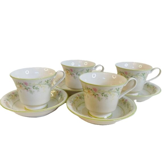 Vintage Noritake Teacup & Fruit Saucer Bowls 7211 Hand Painted Cortege Pattern - Picture 1 of 12